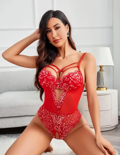 Vista 144 de Avidlove Lencería de encaje floral para mujer, lencería de una pieza, babydoll