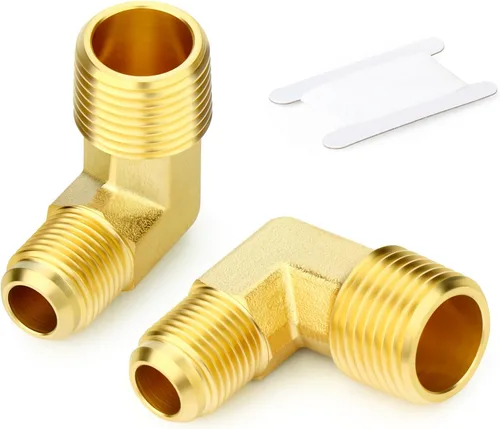 Vista 26 de GASHER Adaptador de codo de montaje de tubo de latón de 1/2 pulgada flare x 1/2 pulgada NPT macho Pipe
