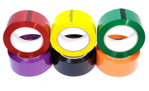 Vista 6 de Cinta de sellado de cartón de 3 colores, cinta de embalaje, cinta móvil, 2 pulgadas x 110 yardas, 2.0 mil de grosor, (rojo, blanco, azul) resistente