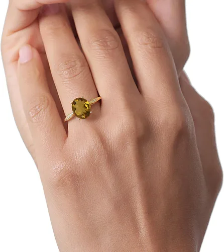 Vista 30 de Gem Stone King Anillo de compromiso de oro amarillo de 14 quilates de 2-3 quilates con piedra preciosa ovalada de 0.394 x 0.315 in y diamantes
