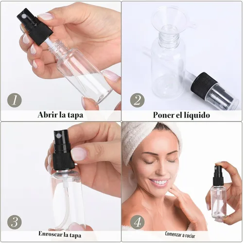 Vista 3 de Maxcheck 100 mini botellas de aerosol transparentes de 1 onza, botella de viaje vacía de plástico de niebla fina, recipientes pequeños de aerosol