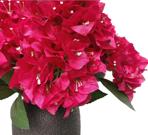 Vista 5 de Juego de 4 ramos de flores artificiales de seda de buganvilla, flores ricas para decoración del hogar, jardín, boda, arbustos de flores sintéticas