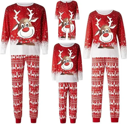 Vista 3 de Conjunto de pijamas de Navidad a juego para la familia, pijamas de Navidad para mujereshombresniñosbebés, fiestas de Navidad