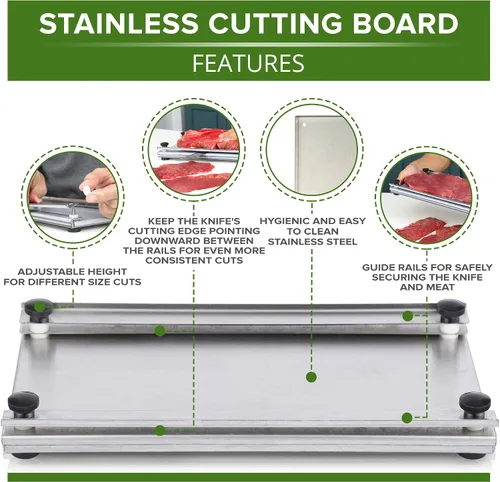 Vista 5 de Tabla de cortar de carne seca de acero inoxidable definitiva con guía para principiantes sobre cómo curar en seco, conservar carne de res, venado