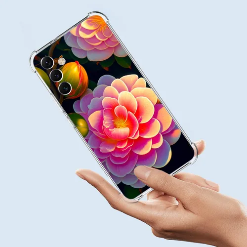 Vista 3 de Funda para Galaxy A54, hermosa protección contra caídas de flores rosas, a prueba de golpes, carcasa protectora de cuerpo completo resistente a