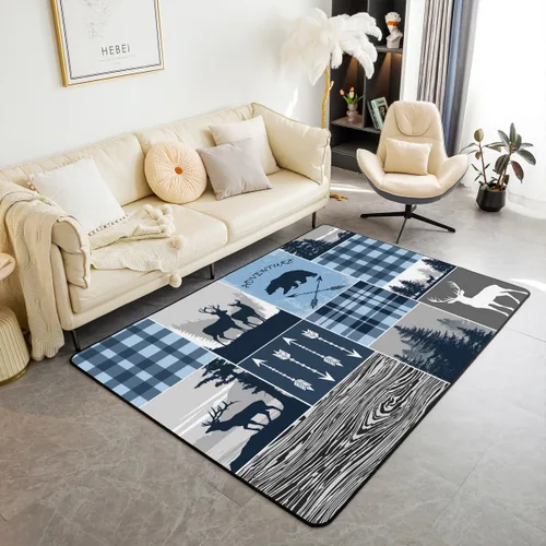 Vista 19 de Erosebridal Alfombra rústica de ciervo de 3 x 5 pies, alfombra de retazos de oso para niños, adolescentes y adultos, alfombra antideslizante de alce