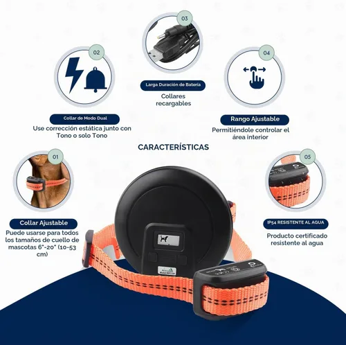 Vista 4 de My Pet Command, Barrera para mascotas de interior con rango ajustable, corrección estática y de tono, cerca invisible para perros con collar
