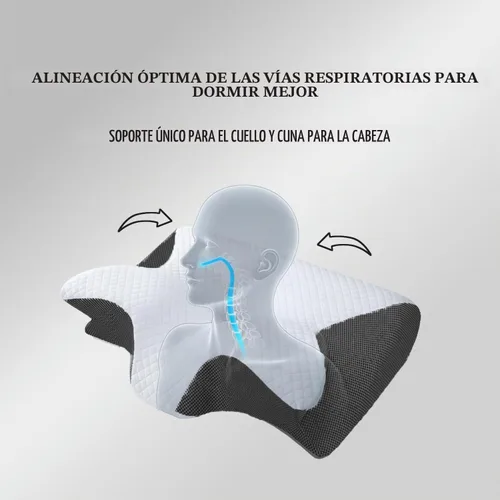 Vista 4 de Airway Pro - Almohada cervical para aliviar el dolor de cuello, almohada ortopédica de espuma viscoelástica para dormir de lado, espalda y estómago