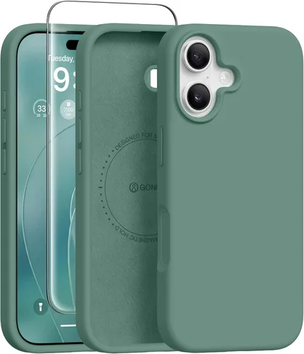 Vista 199 de GONEZ Funda magnética para iPhone 12 Case / 12 Pro Case, compatible con MagSafe, [protector de pantalla + protector de lente de cámara], funda