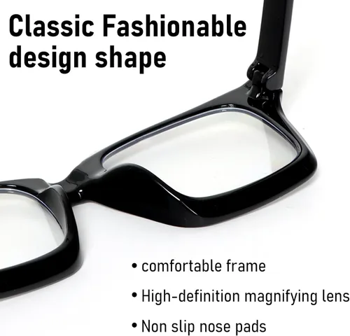 Vista 3 de 3 Pack Reading Glasses Women Square Blue Light Blocking Oversized Fashion Large Eyeglasses