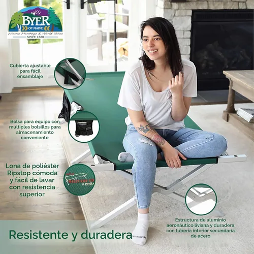 Vista 3 de BYER OF MAINE Cuna militar, verde, cunas para dormir, resistente, acero
