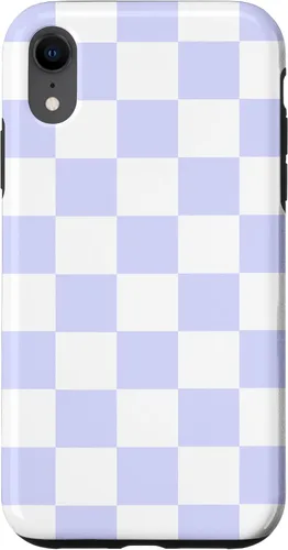 Vista 24 de Funda blanca moderna con patrón de cuadros para iPhone 16 lavanda y morado