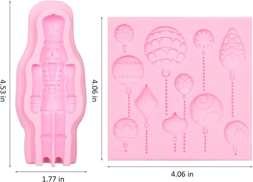 Vista 2 de Molde de silicona para soldado cascanueces, adornos de bolas de Navidad, molde de chocolate, decoración de pastel de Navidad, moldes para hornear