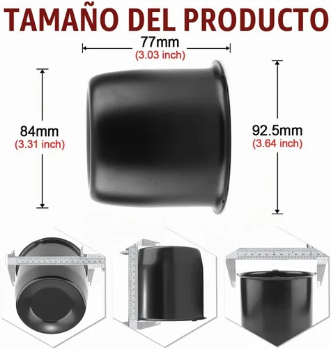 Vista 2 de RTRHINOTUNING Tapas centrales de rueda de 3.31 pulgadas de acero inoxidable que se empujan a través, tapas de cubo de remolque negras para camión