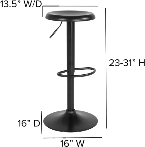 Vista 3 de Flash Furniture Taburete de bar retro de altura ajustable de la serie Madrid en acabado negro
