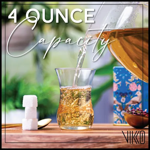 Vista 5 de Vikko Tazas de té, vasos de té turcos, juego de 6 tazas de té turcas auténticas, vaso de té de 4 onzas