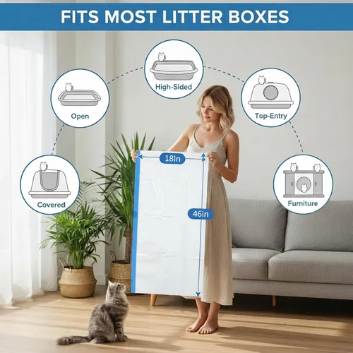 Vista 7 de Paquete de 48 bolsas de arena para gatos súper jumbo, extragruesas de 0.1 fl oz, a prueba de fugas, 46 x 18 pulgadas, forro de arena para gatos