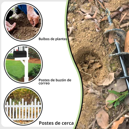 Vista 9 de TCBWFY Broca de taladro de jardín para plantar de 1.6 x 16.5 pulgadas y 3.5 x 16 pulgadas, herramienta de maceta resistente para cavar agujeros