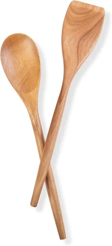 Vista 11 de 2PSC Cucharas de cocina de madera, cuchara de madera de 14 pulgadas para cocinar, mezclar ensalada o sopa, utensilios de cocina antiadherentes