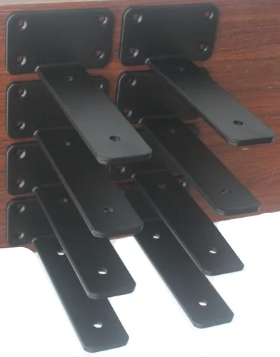 Vista 41 de Paquete de 2 - Soportes de estante en L ocultos negros de 4 pulgadas (1/5 pulgada de grosor) Soportes de estante flotante de hierro Soportes
