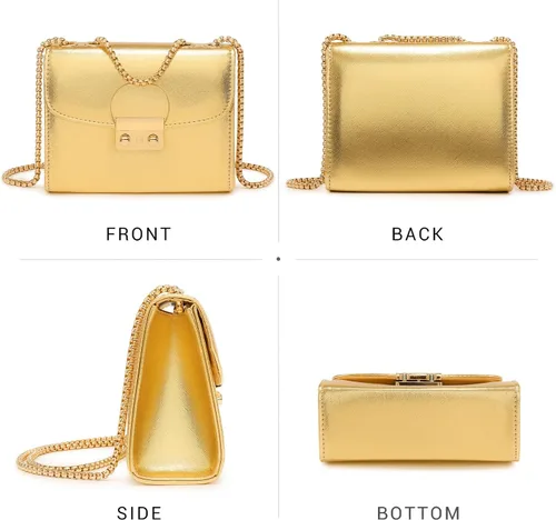 Vista 3 de Dasein Bolso cruzado pequeño para mujer, bolso de noche de diseñador, bolso de mano para bodabaile de graduaciónfiesta con doble correa de cadena