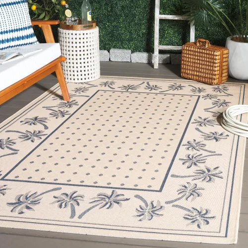 Vista 16 de SAFAVIEH Courtyard Collection - Alfombra de pasillo, 2 pies 3 pulgadas x 6 pies 7 pulgadas, color azul y marfil, no desprende pelusa y de fácil
