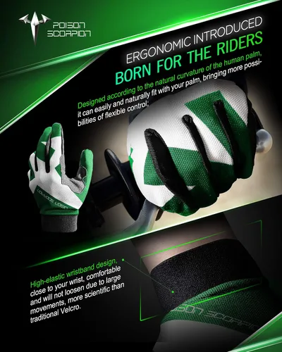 Vista 4 de POISON SCORPION Motocicleta Motocross Dirt Bike Guantes para hombres y mujeres