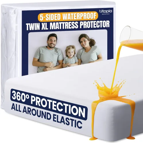 Vista 12 de Utopia Bedding – Protector de colchón impermeable de 5 lados tamaño individual, funda de colchón transpirable premium, estilo ajustado con bolsillos