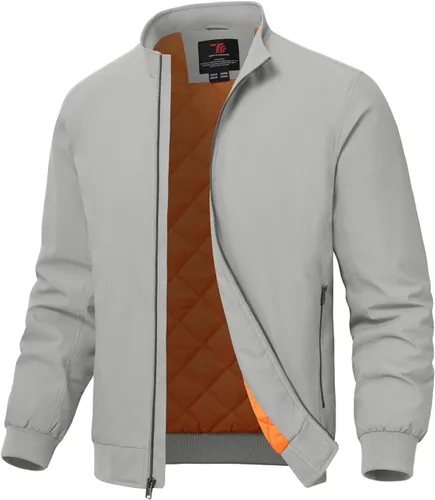 Vista 12 de TBMPOY Men's Winter Lightweight Bomber Jackets Water Resistant Fall Casual Windbreakers Quilted Full Zip Windproof Work Coats
