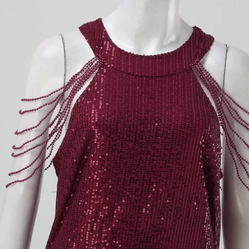 Vista 4 de minjiSF Vestido de noche formal de primavera y verano 2023 con lentejuelas sueltas para trasladar, vestido grande para mujer, color champán