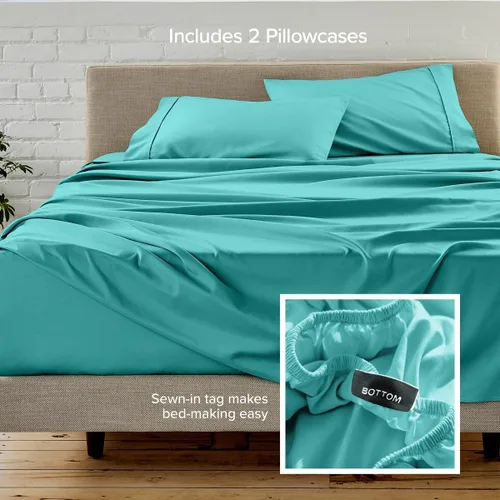 Vista 128 de Bare Home Sheet Set 1800 Ultra-Soft with 2 Pillowcases (Twin XL, Dark Blue)