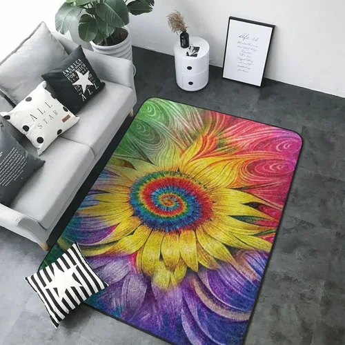 Vista 2 de Hippie - Alfombra de girasol para sala de estar, comedor, dormitorio, cocina, cuarto de bebé, tapete de yoga