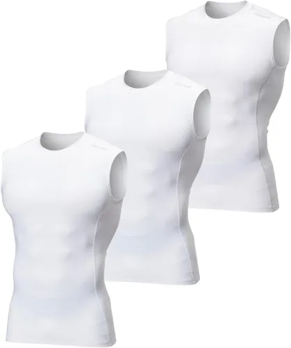 Vista 11 de DEVOPS Paquete de 3 camisas de compresión atléticas sin mangas para hombre 1# (paquete de 3) negro/azul/blanco