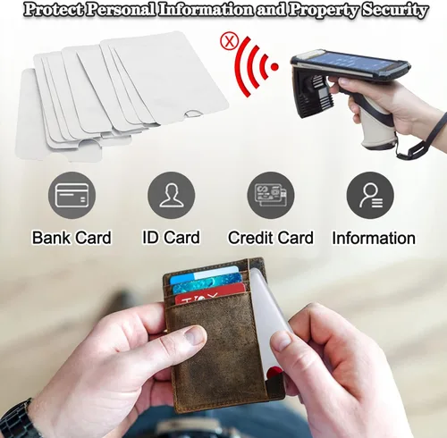 Vista 5 de Tarjetero con bloqueo RFID, protector de tarjeta de crédito e identidad para protección contra robos, paquete de 10 fundas seguras