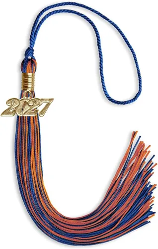 Vista 338 de Endea Graduation - Borla de doble color mixto con fecha dorada (negro/dorado antiguo, 2021)