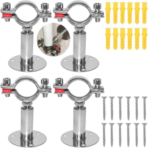 Vista 6 de Beduan Soporte de tubería de acero inoxidable de 5/8 pulgadas para montaje en pared en techo, abrazadera de correa de tubería ajustable para tubería