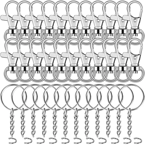 Vista 8 de selizo - 120 llaveros dorados para manualidades, incluye 60 ganchos para llavero y 60 llaveros para llaveros, espacios en blanco acrílicos