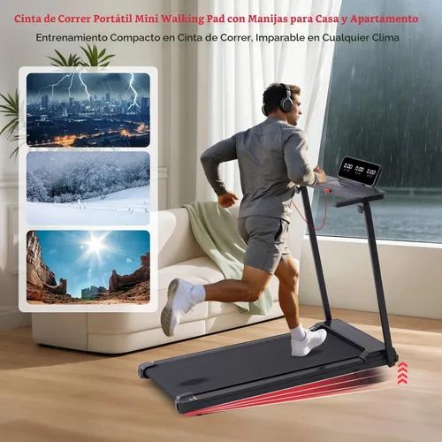 Vista 3 de KASSADIN Portable Treadmills for Home Small, Walking Pad with Handle Bar, 3.5HP Electric Mini Treadmills for Home Exercising, Walking Pad Treadmill