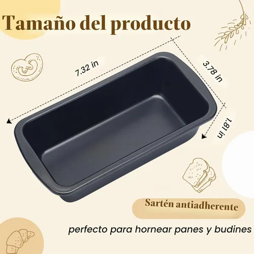 Vista 2 de Patelai Paquete de 4 moldes pequeños para hornear pan, antiadherentes, bandeja rectangular para hornear, molde para tostadas