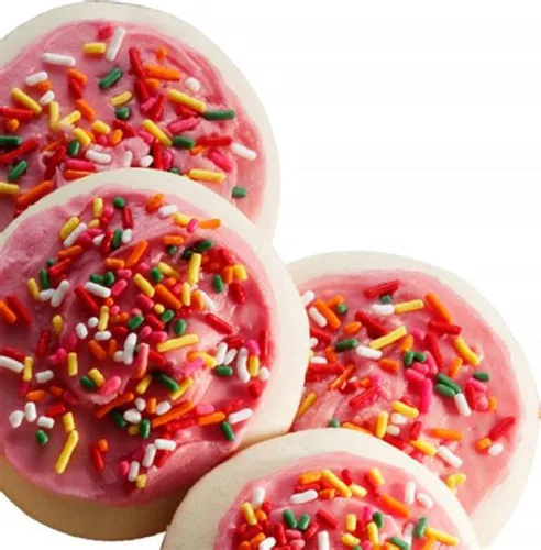 Vista 3 de Favorite Day - Galletas de azúcar heladas rosadas con chispas de arcoíris multicolor (10 unidades) por Favorite Day (despensa de mercado)