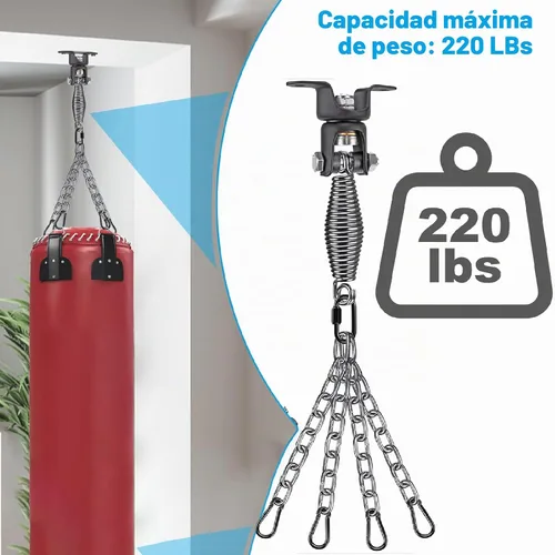 Vista 4 de BeneLabel Heavy Bag Ceiling Mount with Spring & Chains 360° Rotation Punching Bag Ceiling Hanger with Bearings Boxing Bags Holder Hardware with 2