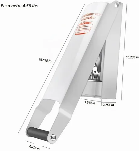 Vista 2 de Compactador de latas de aluminio blanco – Trituradora de latas de metal de 8/12/16 oz para montaje en pared resistente para seltzer de aluminio