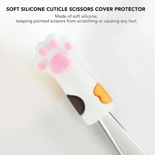Vista 3 de 5 fundas para tijeras, tijeras de cutícula, protectores de cubierta con forma de gato, cubierta protectora de silicona para uñas y uñas de los pies