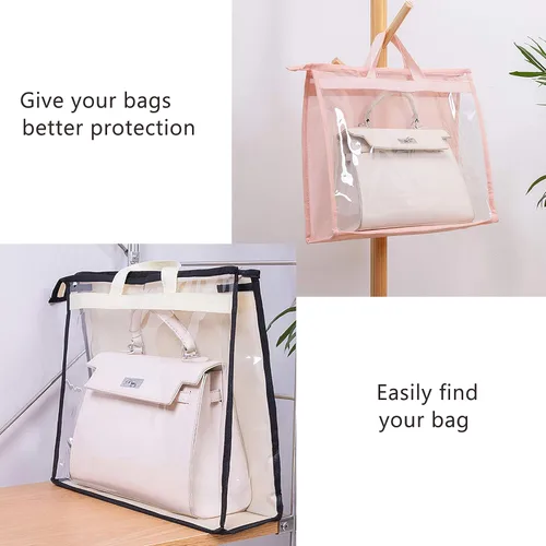 Vista 7 de Vercord Bolso de PVC transparente sin polvo, a prueba de humedad, organizador de bolsa de almacenamiento con asa y cremallera, ahorra espacio