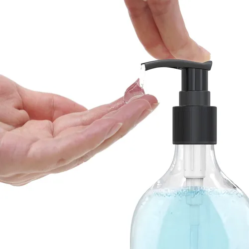 Vista 3 de Dispensador de Botella de Bomba de Plástico Transparente de 10 Onzas, Envase de Botella Vacía Recargable con Bomba para Aceite Esencial, Jabón