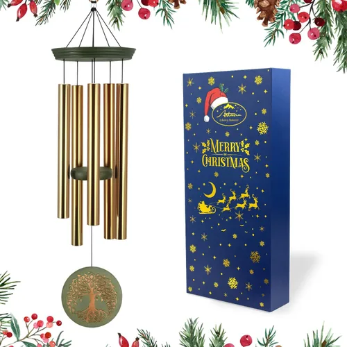Vista 10 de Campanillas de viento para exteriores, campanillas de viento al aire libre para madre y abuela - Gran decoración colgante de jardín con grabado