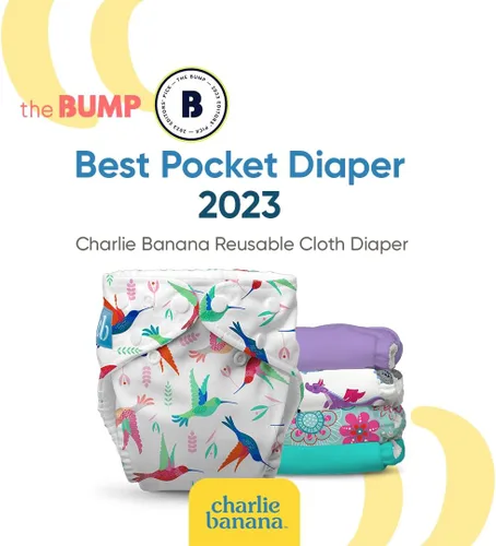 Vista 6 de Charlie Banana Pañales de tela, reutilizables, lavables, ajustables, talla única, para bebés y niños pequeños, con inserto absorbente, aviador