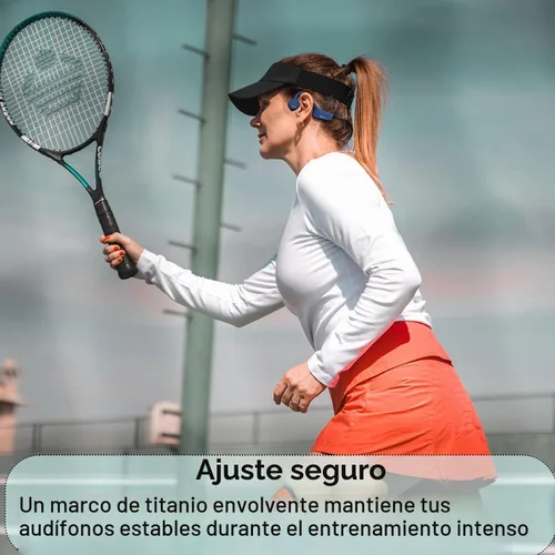 Vista 5 de Auriculares inalámbricos de conducción ósea Bluetooth con micrófono de larga duración de batería, impermeables, para correr, ciclismo, senderismo