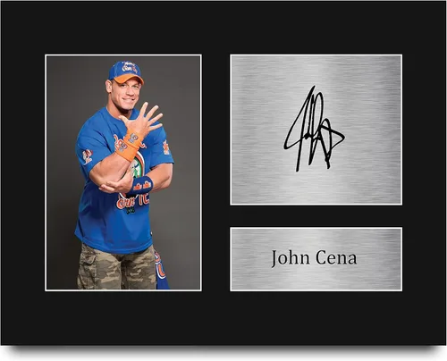 Vista 10 de HWC Trading Regalos de John Cena USL con marco, foto impresa autografiada firmada para aficionados a recuerdos de WWE y WWF, tamaño carta de EE. UU