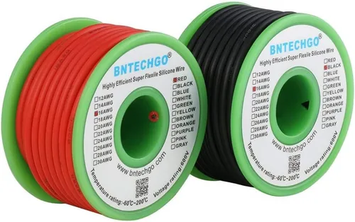 Vista 2 de BNTECHGO Carrete de alambre de silicona de calibre 16, rojo de 25 pies y negro de 25 pies, cable de cobre estañado trenzado flexible de 16 AWG